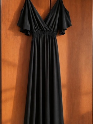 Flowy black dress, one size