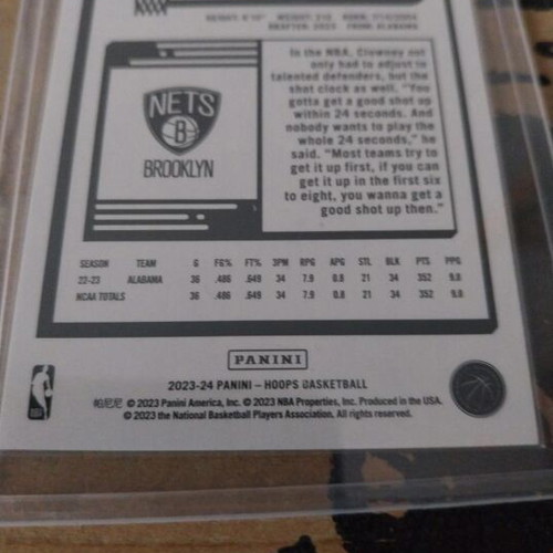 Noah Clowney Panini NBA Hoops rookie card like new