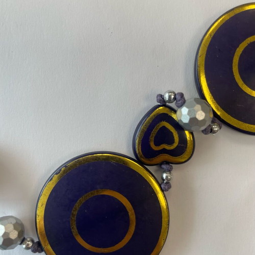 Long blue and gold necklace like new