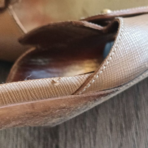 Prada vintage leather mules size 38 1/3 like new beige brown