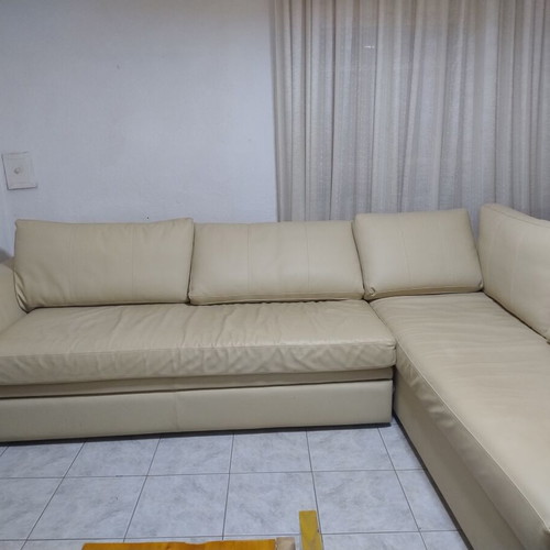 Leather L-shaped sofa with three beds