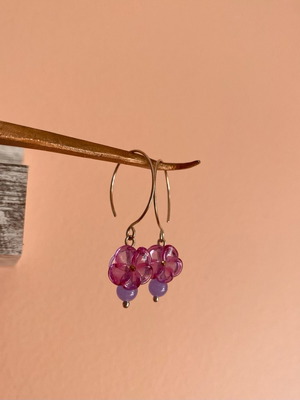 Earrings with s925 setting and purple jade semiprecious stones, new
