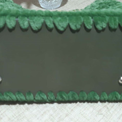 Handmade green crossbody bag with tortoiseshell chain and zipper new