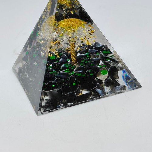 Orgonite Pyramid with Obsidian and Tree of Life