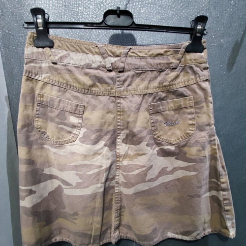 Vintage Y2K Witch military mini skirt like new, brown and green