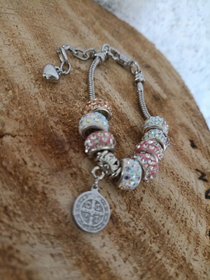 Charm bracelet with stainless steel chain