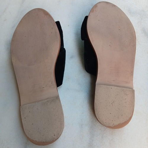 Velvet flat sandals Mango black used, size 36