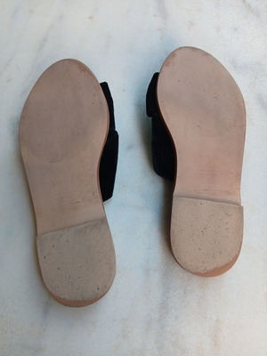 Velvet flat sandals Mango black used, size 36