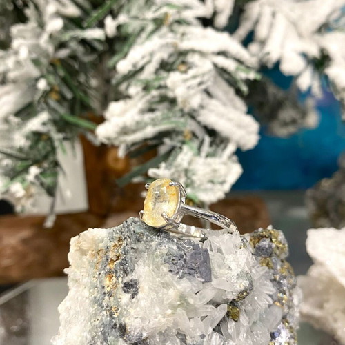 Handmade silver ring with natural yellow sapphire, 925 silver