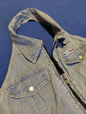 Denim dress mini with zipper like new, blue