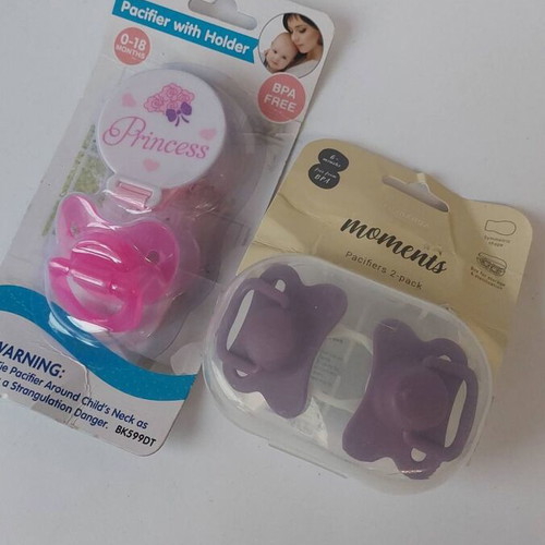 Set of new pacifiers and soothers