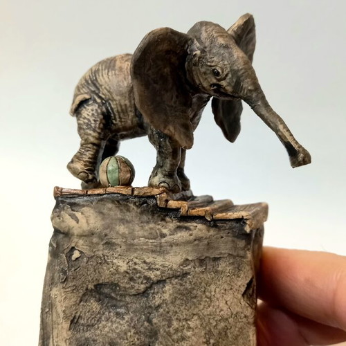 Handmade Ceramic Elephant Sculpture stoneware