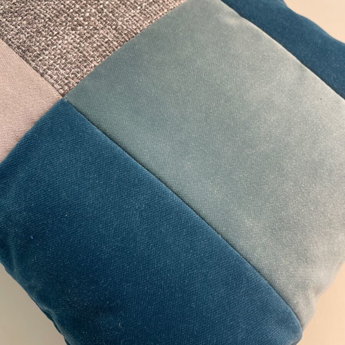 Decorative pillow 40x45 patchwork velvet and linen cotton, new