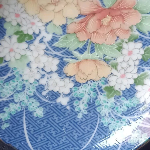 Blue Echo Floral porcelain trinket dish like new