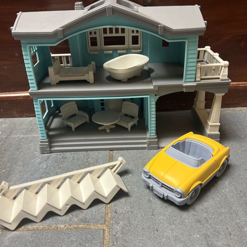 Green Toys House Playset used with convertible car made in USA