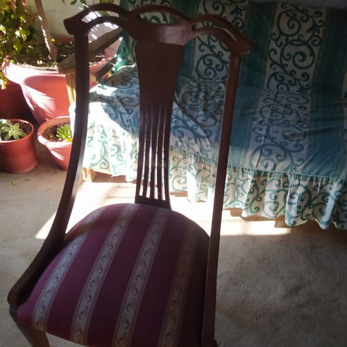 Τραπεζαρία στρογγυλή 120cm με 6 καρέκλες vintage σαν καινούργιο