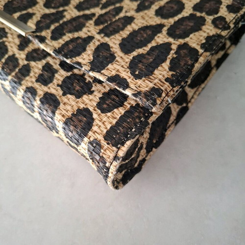 Straw leopard bag H&M used, multicolor