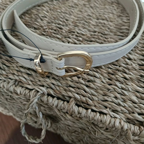 Zara beige thin belt new with gold buckle