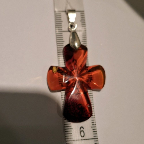 Hope Cross new with natural Baltic amber and gold-plated links