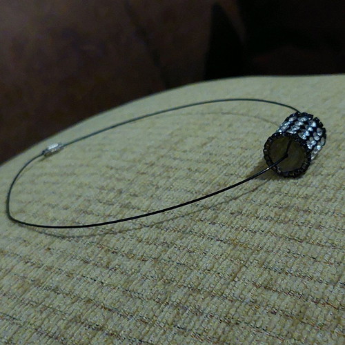 Tsoker necklace black cylinder with Swarovski like new