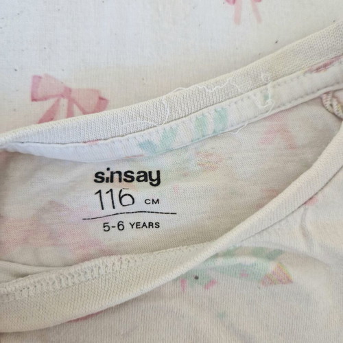 Sinsay children's pajamas 116cm used, unicorn design, white and pink