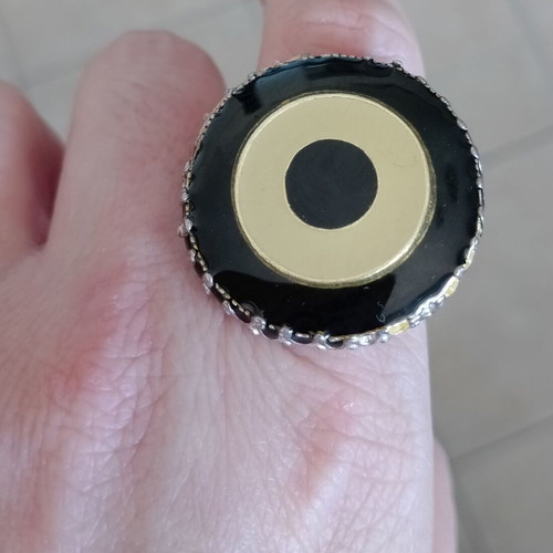 Statement ring circular, two-tone, adjustable, used