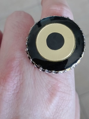Statement ring circular, two-tone, adjustable, used