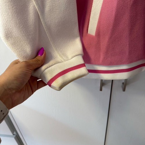 Lumina college jacket one size like new, white and pink
