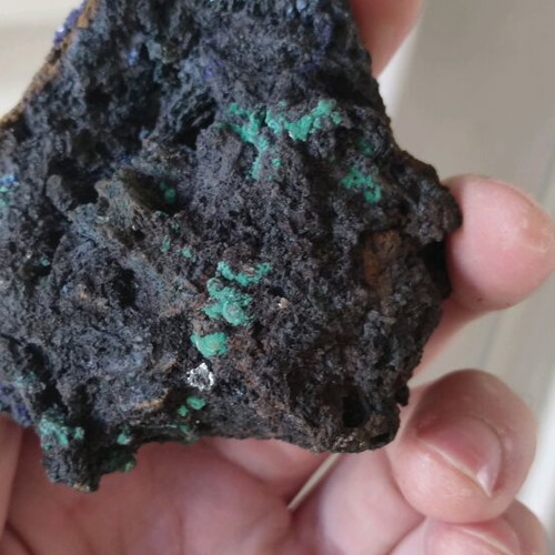 Manganese crystal with azurite and malachite new, Greek