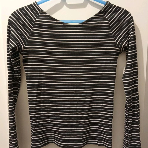 Zara Trafaluc spring striped black and white blouse with open back like new