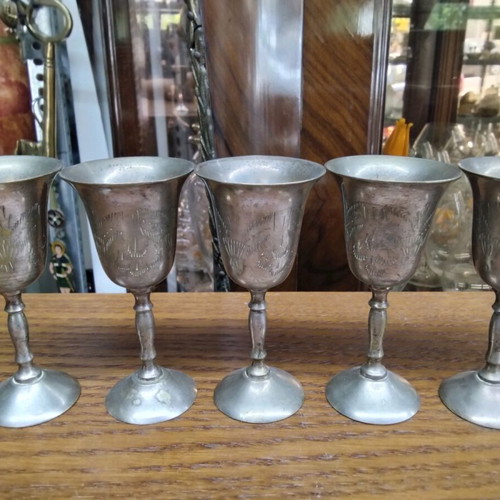 Pewter goblet set like new, 6 pieces
