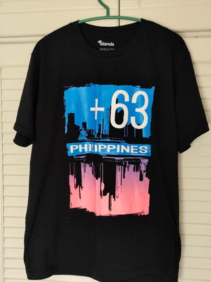 Philippines +63 T-shirt καινούργιο, Islands Souvenirs, μέγεθος Large, μαύρο