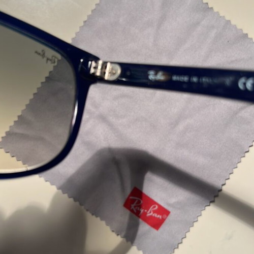 Ray-Ban 4147 sunglasses, blue semi-transparent frame, tinted lenses