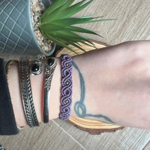 Macrame bracelet new handmade adjustable pink and purple