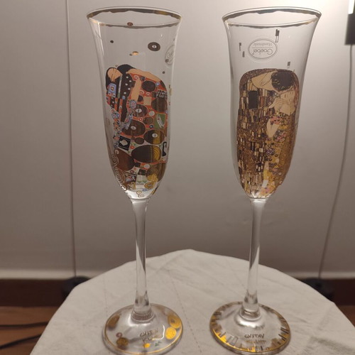 Goebel collectible champagne glasses Gustav Klimt – from museum – brand new