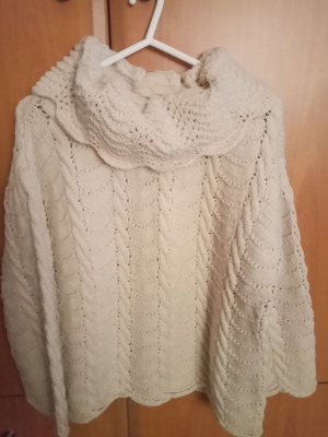 White turtleneck used, handmade beige sweater
