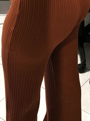 Καφέ παντελόνα rib Bershka μέγεθος S like new