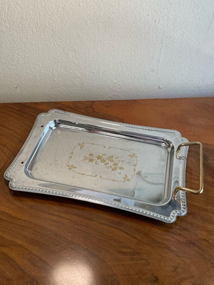 Steel vintage Japanese tray used with one handle missing
