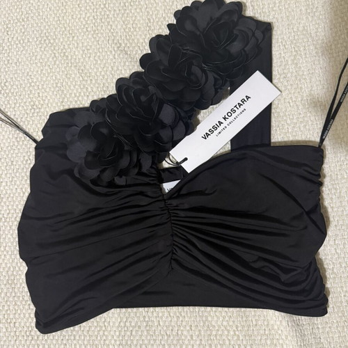 Vassia Kostara top with laser cut flowers, new, size S