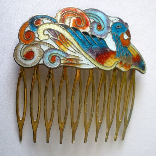 Women's decorative combs used, vintage enamel and metal