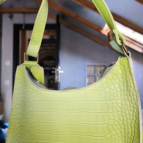 Green used handbag