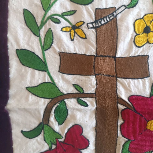 Embroidered handmade cross from 1930 new