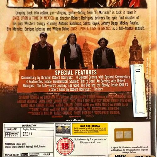Once Upon a Time in Mexico DVD, action movie, English subtitles