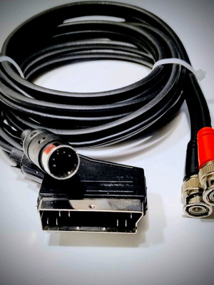 Professional 2m SCART to 2x BNC and DIN 5-Pin cable like new