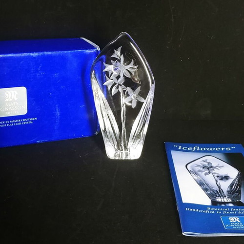 Celia paperweight handmade Maleras full lead crystal new
