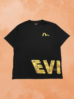 Evisu Gold Logo Graphic T-Shirt Black Men's L like new