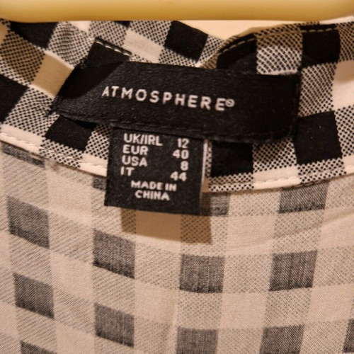 Atmosphere checked shirt dress like new, size M 38 10, black and white