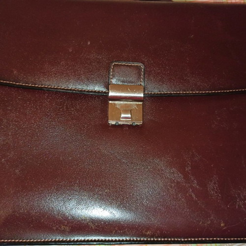 Gérard Henon professional leather briefcase used, brown