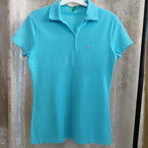Benetton Polo Shirt L like new, turquoise