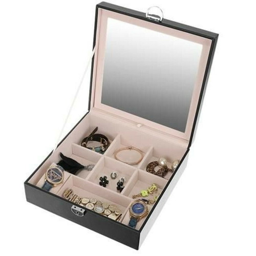 Jewelry box bijouterie new with 2 levels and black mirror